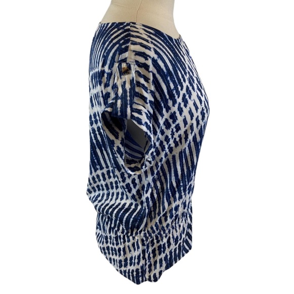 MICHAEL Michael Kors Blue White Tie Dye Style Print Polyester Blouse Sz M - Picture 5 of 11